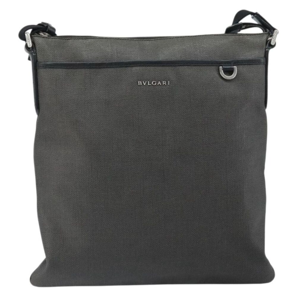Bvlgari Shoulder Canvas Gray Canvas Shoulder Bag Bag